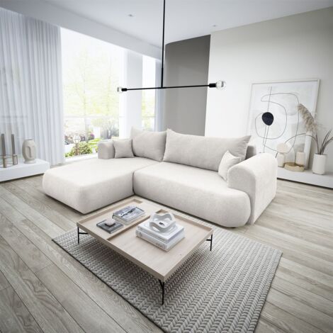 Ecksofa Schlafsofa ANIKE Stoff Now or Never Creme Ottomane Links (1/5)