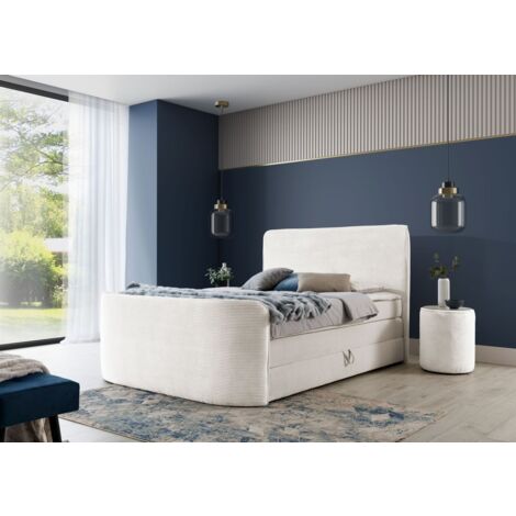 Boxspringbett Schlafzimmerbett BODY 140x200cm in Stoff Creme inkl. Bettkasten (1/4)