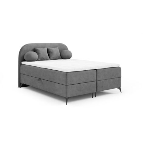 Boxspringbett Schlafzimmerbett GORGIA 160x200cm Stoff Jasmin Grau (1/3)