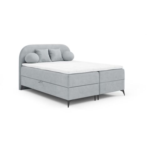 Boxspringbett Schlafzimmerbett GORGIA 160x200cm Stoff Jasmin Hellgrau (1/3)