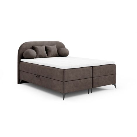 Boxspringbett Schlafzimmerbett GORGIA 160x200cm Stoff Jasmin Dunkelbraun (1/3)