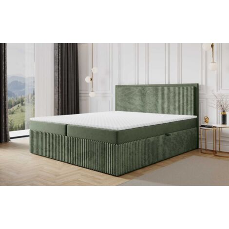 Boxspringbett Schlafzimmerbett HIDIS 140x200cm Stoff Vito Olivgrün (1/4)