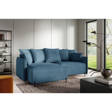 Ecksofa Schlafsofa BETTO Stoff Now or Never Meeresblau Ottomane Links (1/4)