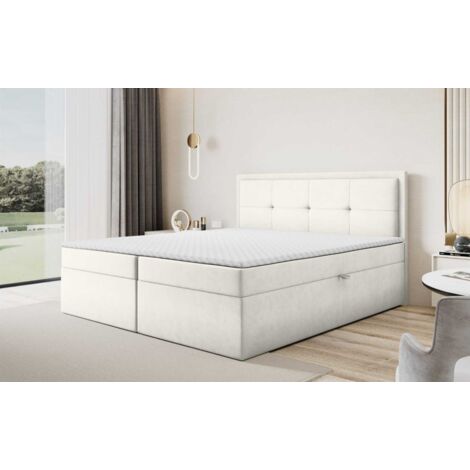 Boxspringbett Schlafzimmerbett DEGNA 140x200cm Stoff Gerra Creme (1/4)