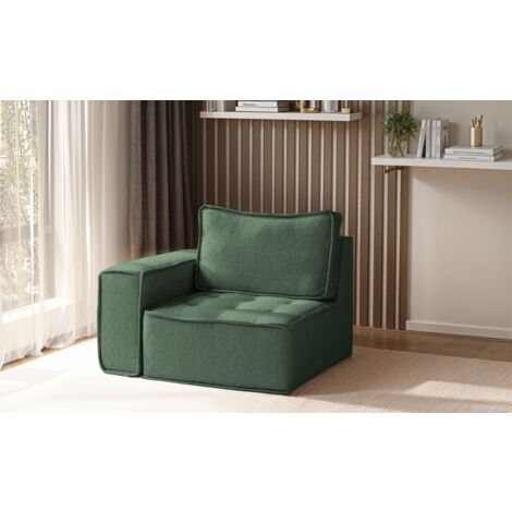 Sessel SANDE 1-Sitzer Modul Stoff Raven Flaschengrün Seite Links (1/5)