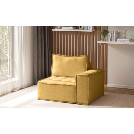 Sessel SANDE 1-Sitzer Modul Stoff Raven Honiggelb Seite Rechts (1/5)
