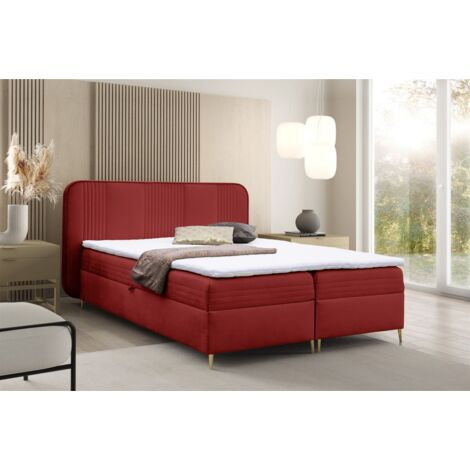 Boxspringbett Schlafzimmerbett ALIZE 160x200cm Stoff Fresh Rot (1/5)