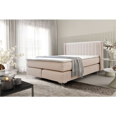 Boxspringbett Schlafzimmerbett AGNUS 120x200cm in Stoff Salvador Creme (1/5)