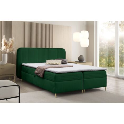 Boxspringbett Schlafzimmerbett ALIZE 160x200cm Stoff Fresh Flaschengrün (1/5)