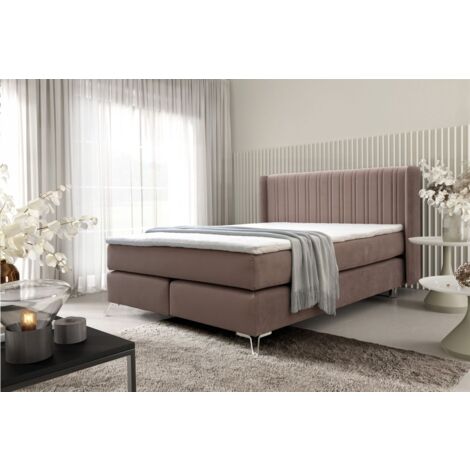 Boxspringbett Schlafzimmerbett AGNUS 200x200cm in Stoff Salvador Schokobraun (1/5)