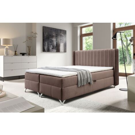 Boxspringbett Schlafzimmerbett DAMIEN 160x200cm Stoff Salvador Schokobraun (1/5)