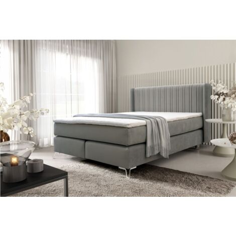 Boxspringbett Schlafzimmerbett AGNUS 120x200cm in Stoff Salvador Dunkelgrau (1/5)
