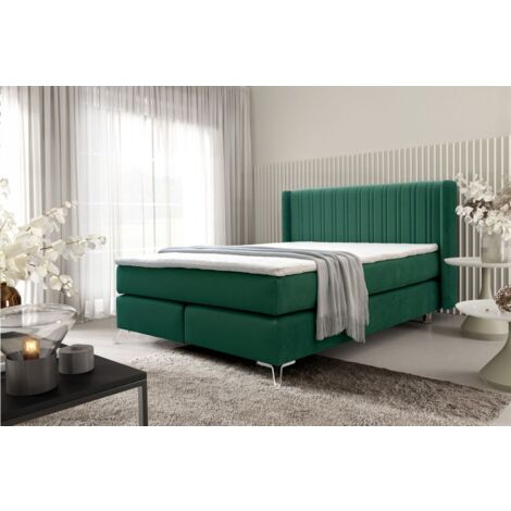 Boxspringbett Schlafzimmerbett AGNUS 120x200cm in Stoff Salvador Flaschengrün (1/5)