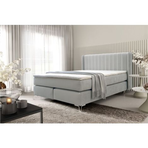Boxspringbett Schlafzimmerbett AGNUS 120x200cm in Stoff Salvador Hellgrau (1/5)