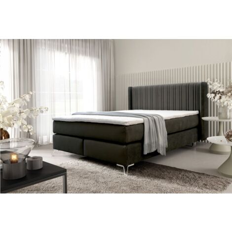 Boxspringbett Schlafzimmerbett AGNUS 180x200cm in Stoff Salvador Schwarz (1/5)