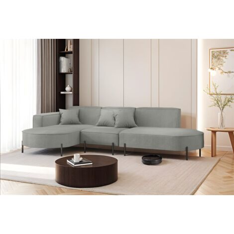 Ecksofa Designersofa VALENCIA in Stoff Scala Grau Ottomane Links (1/2)