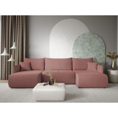 Wohnlandschaft Sofa mit Schlaffunktion CALGARY Stoff Curio Rose (1/4)