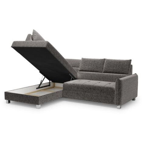 Ecksofa Schlafsofa Sofa MARNO in Stoff Vogue Grafit Ottomane Links