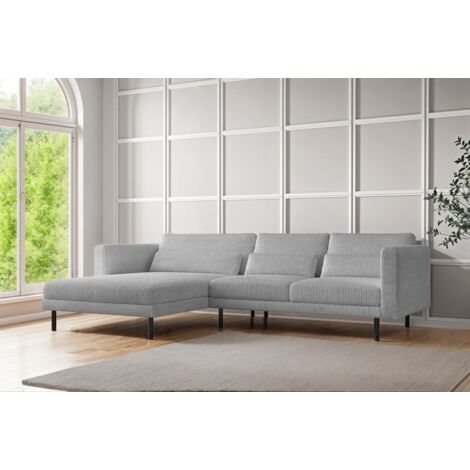 Ecksofa Designersofa AGADA in Stoff Poso Hellgrau Ottomane Links (1/2)