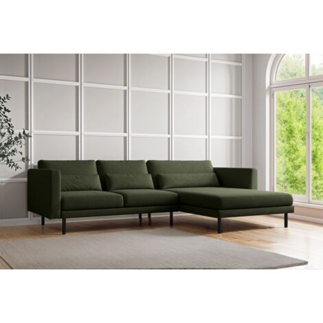 Ecksofa Designersofa AGADA in Stoff Verita Flaschengrün Ottomane Rechts (1/2)
