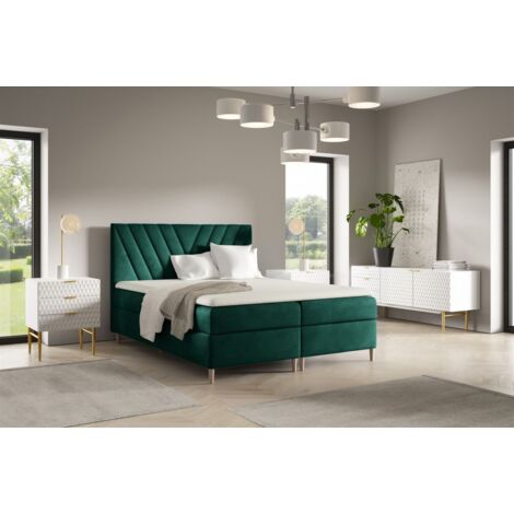 Boxspringbett Schlafzimmerbett ESPEN PREMIUM 140x200cm Stoff Fresh Grün (1/2)