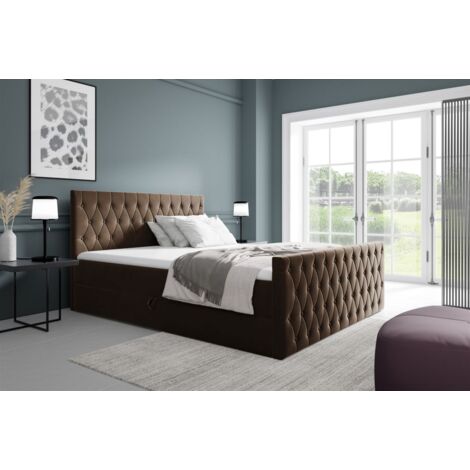 Boxspringbett Schlafzimmerbett ASHER PREMIUM 120x200cm Stoff Fresh Braun (1/2)