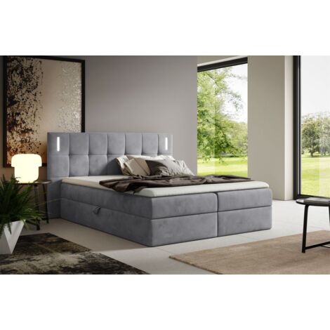 Boxspringbett Schlafzimmerbett MARTIM 120x200cm in Stoff Fresh Grau (1/5)