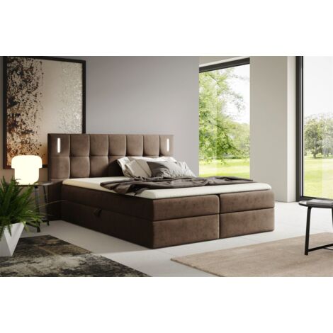 Boxspringbett Schlafzimmerbett MARTIM 120x200cm in Stoff Fresh Braun (1/5)