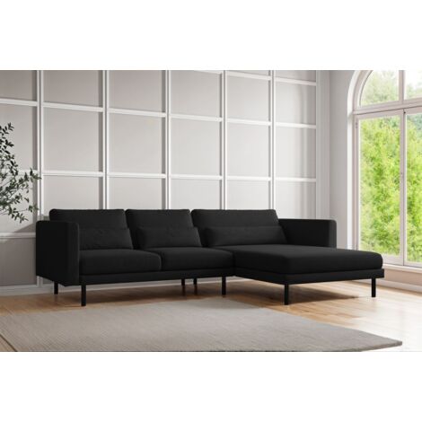 Ecksofa Designersofa AGADA in Stoff Verita Schwarz Ottomane Rechts (1/2)
