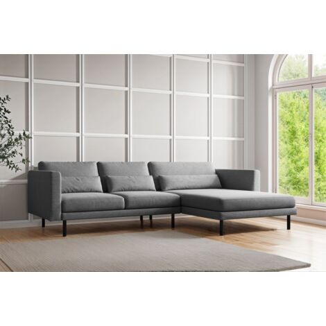 Ecksofa Designersofa AGADA in Stoff Verita Grau Ottomane Rechts (1/2)