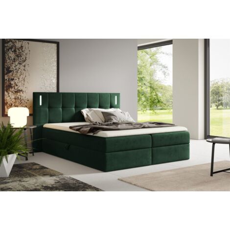 Boxspringbett Schlafzimmerbett MARTIM 200x200cm in Stoff Fresh Flaschengrün (1/5)