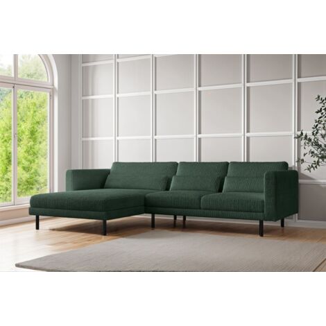 Ecksofa Designersofa AGADA in Stoff Poso Grün Ottomane Links (1/2)