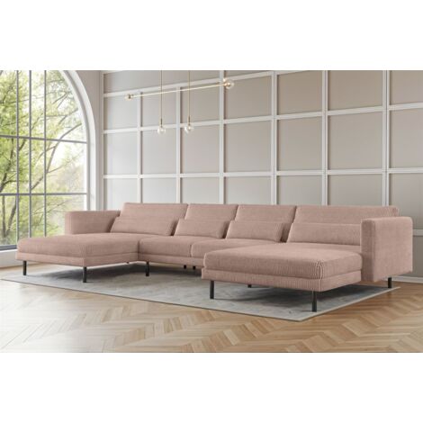 Wohnlandschaft U-Form Sofa AGADA in Stoff Poso Hellrosa (1/2)