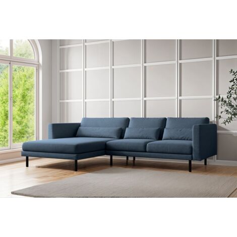 Ecksofa Designersofa AGADA in Stoff Verita Marineblau Ottomane Links (1/2)