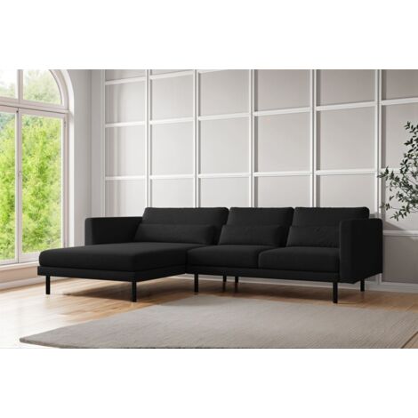 Ecksofa Designersofa AGADA in Stoff Verita Schwarz Ottomane Links (1/2)
