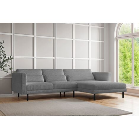 Ecksofa Designersofa AGADA in Stoff Poso Grau Ottomane Rechts (1/2)