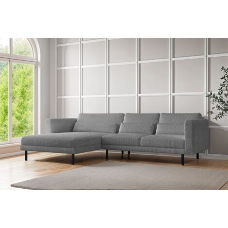 Ecksofa Designersofa AGADA in Stoff Poso Grau Ottomane Links (1/2)