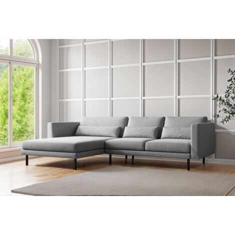 Ecksofa Designersofa AGADA in Stoff Verita Hellgrau Ottomane Links (1/2)