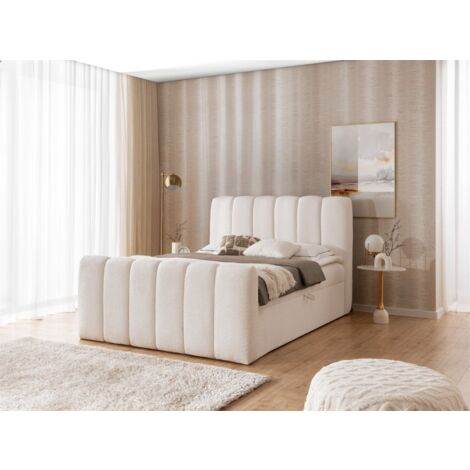 Boxspringbett Schlafzimmerbett DENIS PREMIUM 140x200cm Stoff Catch Me Creme (1/5)