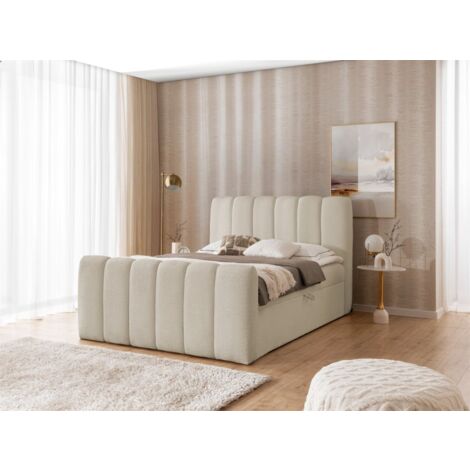 Boxspringbett Schlafzimmerbett DENIS PREMIUM 140x200cm Stoff Catch Me Sand (1/5)