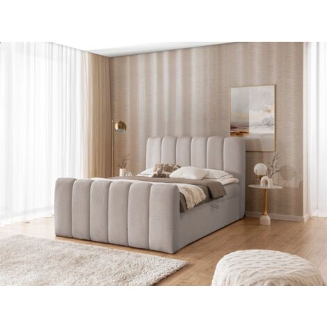 Boxspringbett Schlafzimmerbett DENIS PREMIUM 140x200cm Stoff Catch Me Hellgrau (1/5)