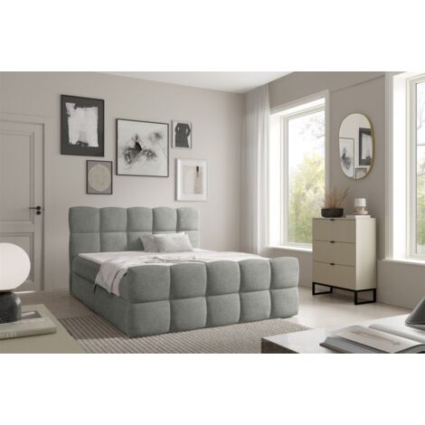 Boxspringbett Schlafzimmerbett SATINE 160x200cm Stoff Coral Grau (1/5)