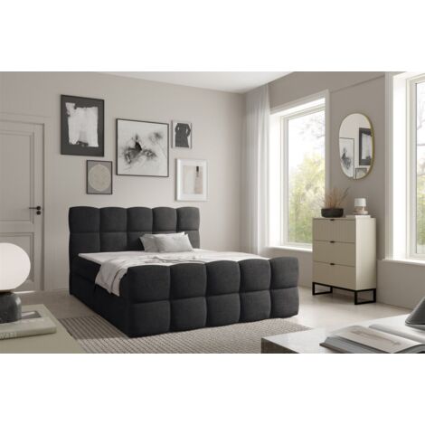 Boxspringbett Schlafzimmerbett SATINE 120x220cm Stoff Coral Schwarz (1/5)