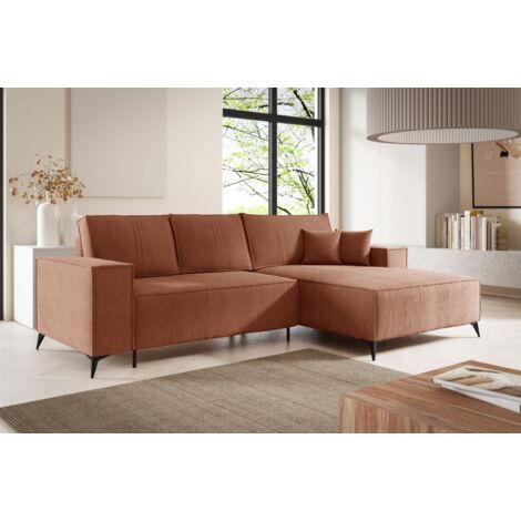 Ecksofa Schlafsofa FIORE Stoff ARAGON Altrosa Ottomane Rechts (1/5)