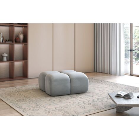Polsterhocker Designerhocker DARCY 85x85 cm in Stoff Salvador Hellgrau (1/2)