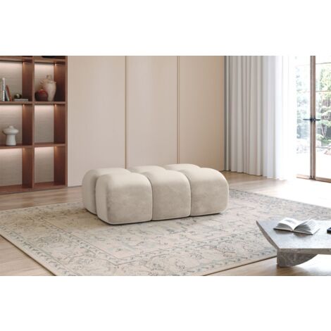 Polsterhocker Designerhocker DARCY 128x85 cm in Stoff Salvador Beige (1/2)