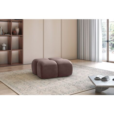 Polsterhocker Designerhocker DARCY 85x85 cm in Stoff Salvador Braun (1/2)