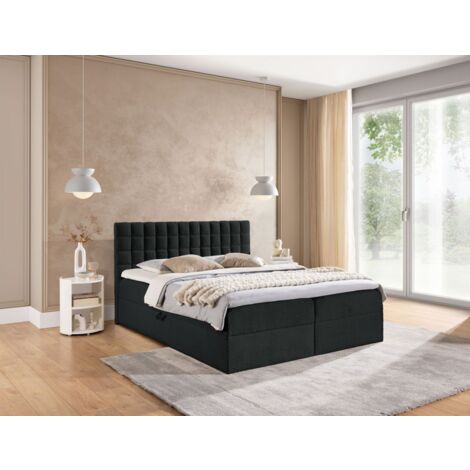 Boxspringbett Schlafzimmerbett TORIBO 180x220cm Stoff Coral Schwarz (1/5)