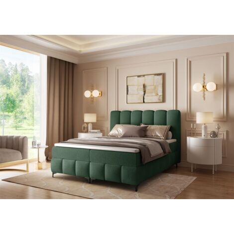 Boxspringbett Schlafzimmerbett ISABEL 160x200cm in Stoff Prime Grün (1/5)