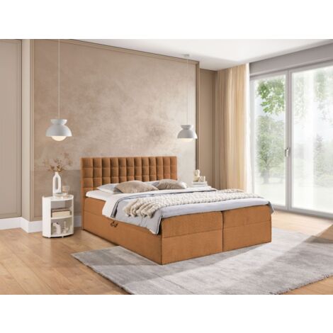 Boxspringbett Schlafzimmerbett TORIBO 120x200cm Stoff Coral Cognac (1/5)